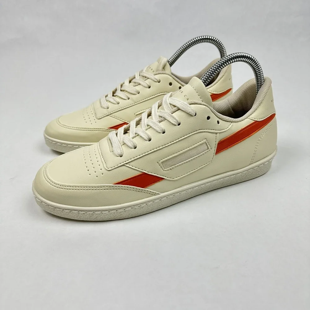 Oliver Cabell GAT Sneakers‎ Mens 6 Womens 8 Cream Orange Italian Leather Low Top
